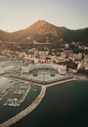 Salerno, bird's eye view, Italy Wallpaper 1640x2360