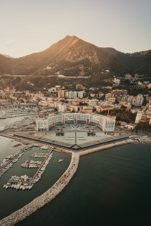 Salerno, bird's eye view, Italy Wallpaper 640x960