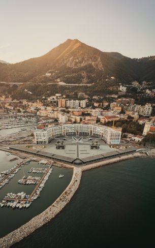 Salerno, bird's eye view, Italy Wallpaper 800x1280