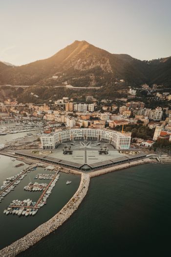 Salerno, bird's eye view, Italy Wallpaper 640x960