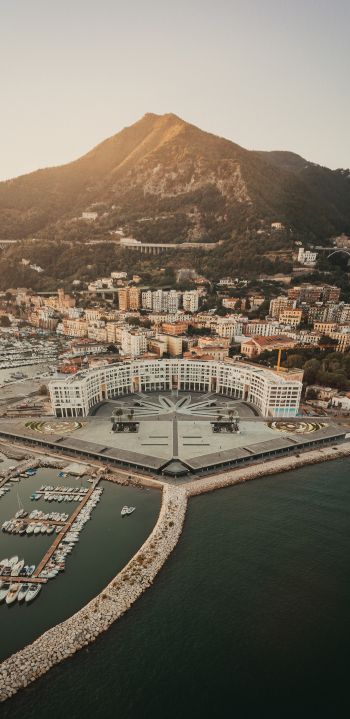 Salerno, bird's eye view, Italy Wallpaper 1080x2220