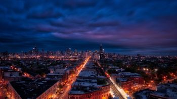 Chicago, night city, metropolis Wallpaper 1600x900