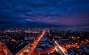 Chicago, night city, metropolis Wallpaper 2560x1600