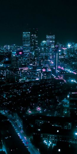 Boston, bird's eye view, night city Wallpaper 720x1440