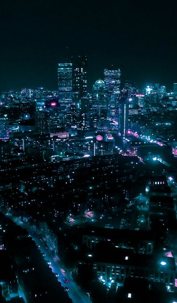 Boston, bird's eye view, night city Wallpaper 600x1024
