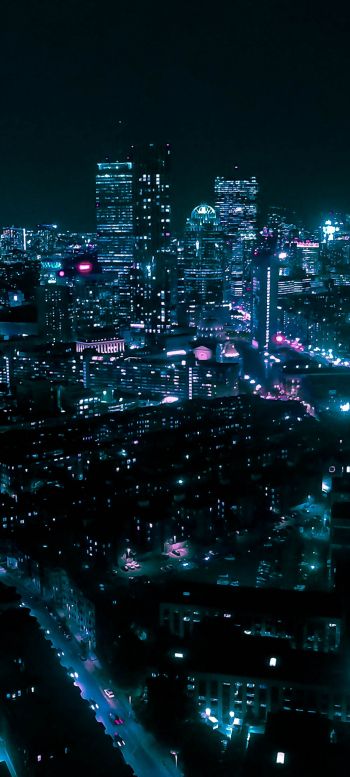 Boston, bird's eye view, night city Wallpaper 720x1600