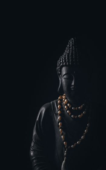 Обои 1752x2800 дзен, черный, статуя