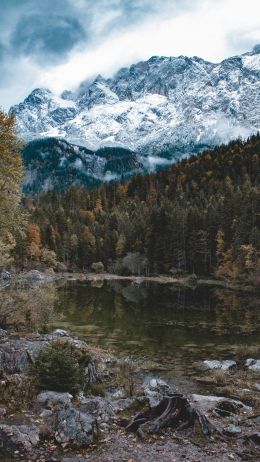 Eibsee lake, landscape, Germany Wallpaper 1440x2560