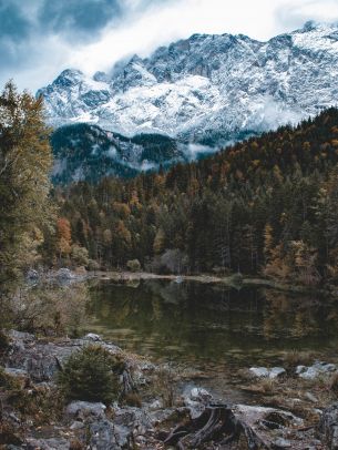 Eibsee lake, landscape, Germany Wallpaper 2048x2732