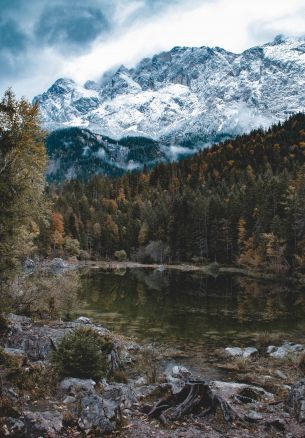 Eibsee lake, landscape, Germany Wallpaper 1640x2360