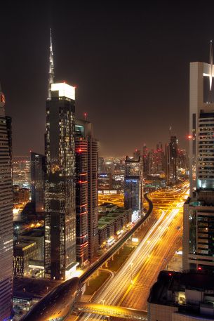 skyscrapers, metropolis, night Wallpaper 640x960