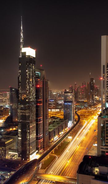 skyscrapers, metropolis, night Wallpaper 600x1024