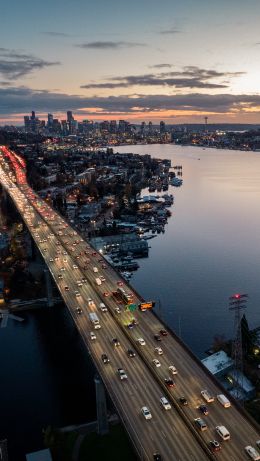 Washington, bird's eye view, night city Wallpaper 640x1136