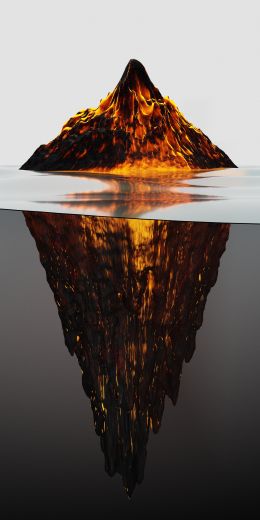 iceberg, lava, 3D Wallpaper 720x1440