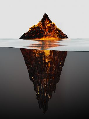 iceberg, lava, 3D Wallpaper 3000x4000