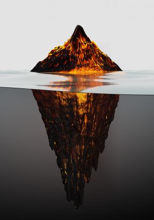 iceberg, lava, 3D Wallpaper 1668x2388