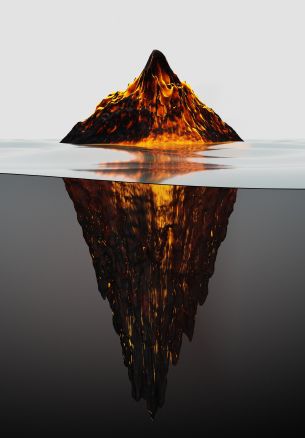 iceberg, lava, 3D Wallpaper 1640x2360