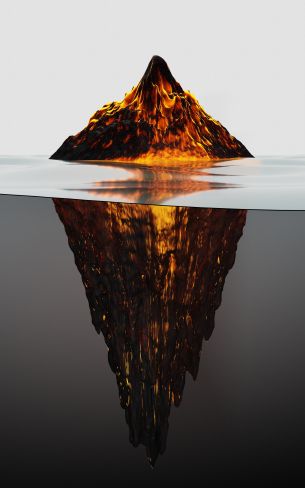 iceberg, lava, 3D Wallpaper 800x1280