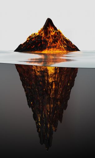 iceberg, lava, 3D Wallpaper 1200x2000
