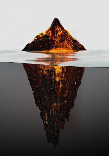 iceberg, lava, 3D Wallpaper 1668x2388