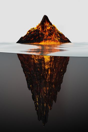 iceberg, lava, 3D Wallpaper 640x960