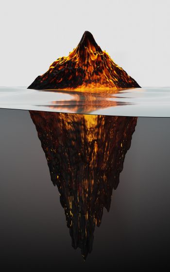 iceberg, lava, 3D Wallpaper 800x1280