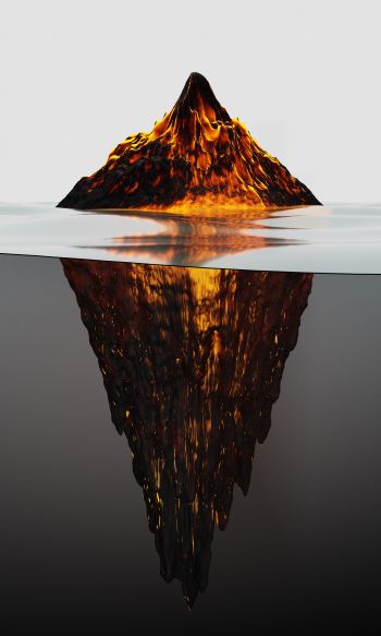 iceberg, lava, 3D Wallpaper 1200x2000