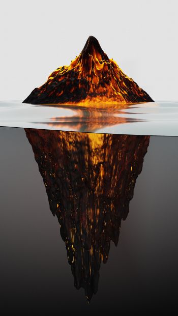 iceberg, lava, 3D Wallpaper 640x1136