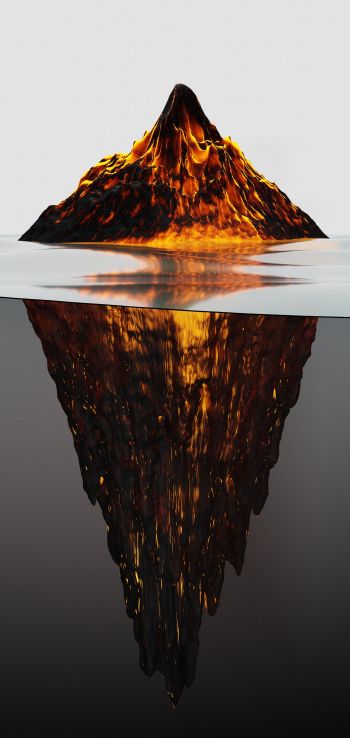 iceberg, lava, 3D Wallpaper 1440x3040