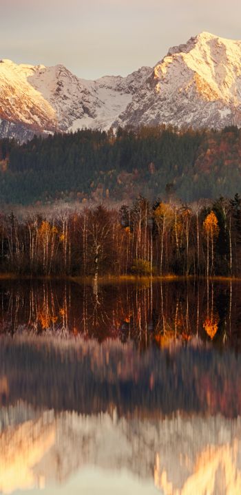 landscape, dawn, reflection Wallpaper 1080x2220