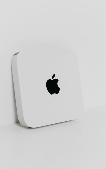 Обои 1600x2560 Apple, логотип, эстетика белого
