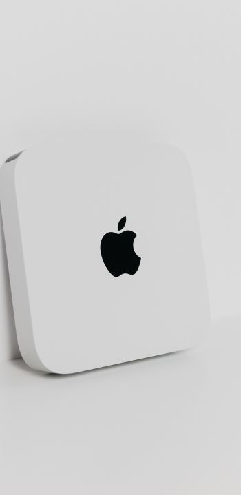 Обои 1080x2220 Apple, логотип, эстетика белого