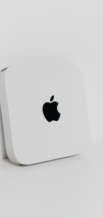 Обои 720x1520 Apple, логотип, эстетика белого