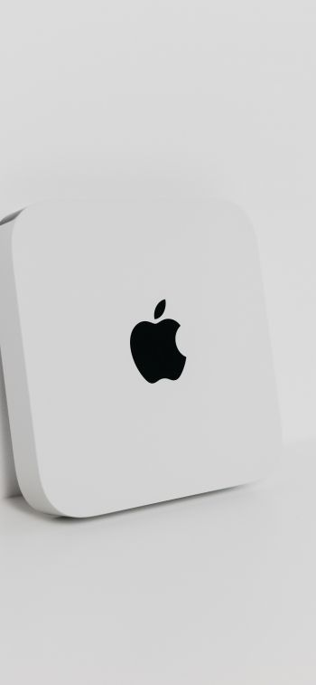Обои 1170x2532 Apple, логотип, эстетика белого