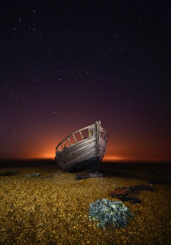 boat, starry sky, night Wallpaper 1668x2388