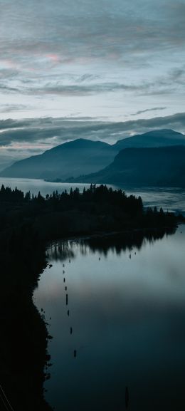 landscape, night, river Wallpaper 1440x3200