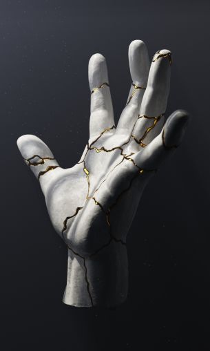 sculpture, hand, on black background Wallpaper 1200x2000