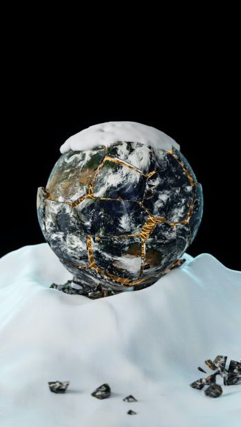 Обои 640x1136 планета Земля, абстракция, 3D