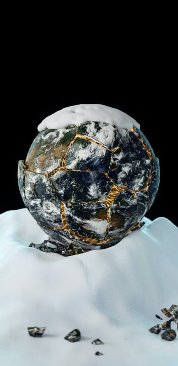 Обои 1440x2960 планета Земля, абстракция, 3D