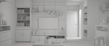 aesthetics of white, interior Wallpaper 2560x1080