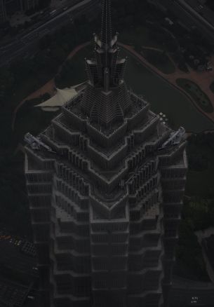 Shanghai, skyscraper, black Wallpaper 1640x2360