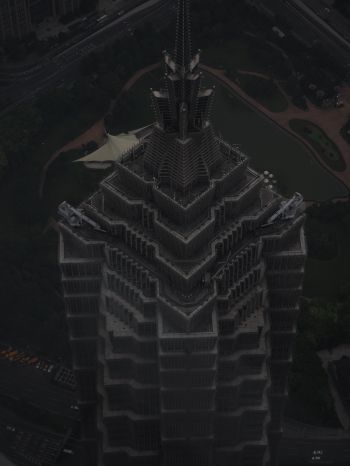 Обои 1668x2224 Шанхай, небоскреб, черный