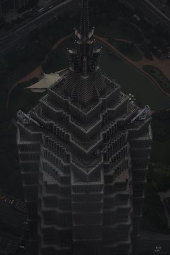 Обои 640x960 Шанхай, небоскреб, черный