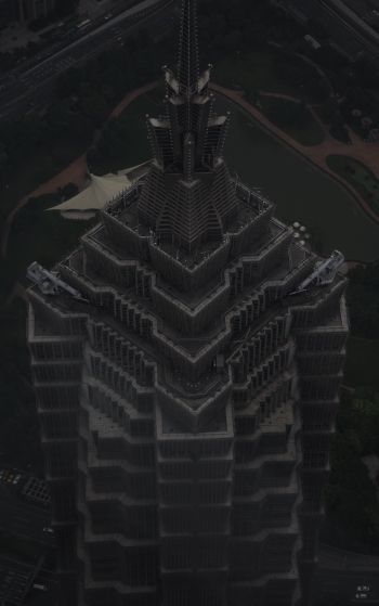 Shanghai, skyscraper, black Wallpaper 1752x2800