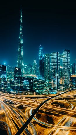 Dubai, UAE, night city Wallpaper 720x1280