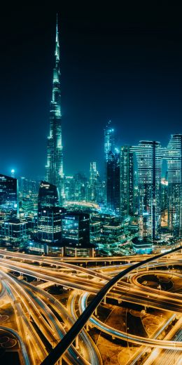 Dubai, UAE, night city Wallpaper 720x1440