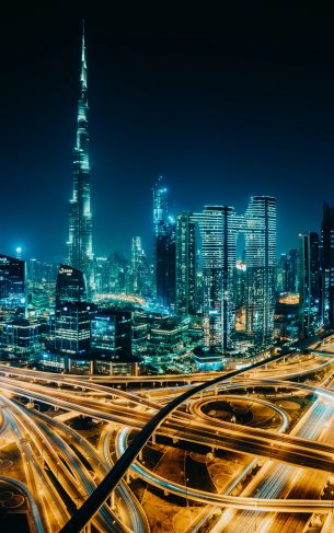 Dubai, UAE, night city Wallpaper 1752x2800