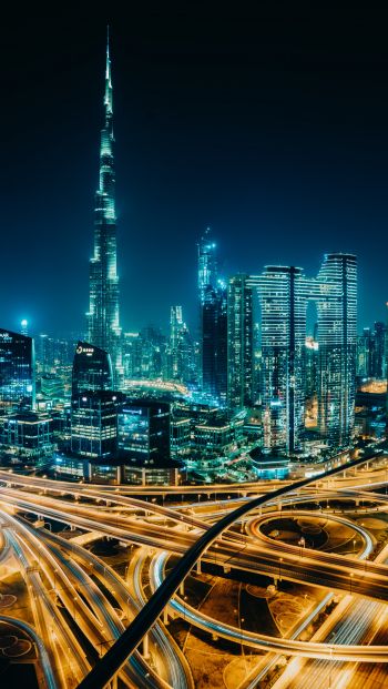 Dubai, UAE, night city Wallpaper 640x1136
