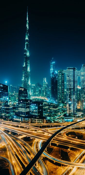 Dubai, UAE, night city Wallpaper 1080x2220