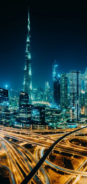 Dubai, UAE, night city Wallpaper 1080x2280
